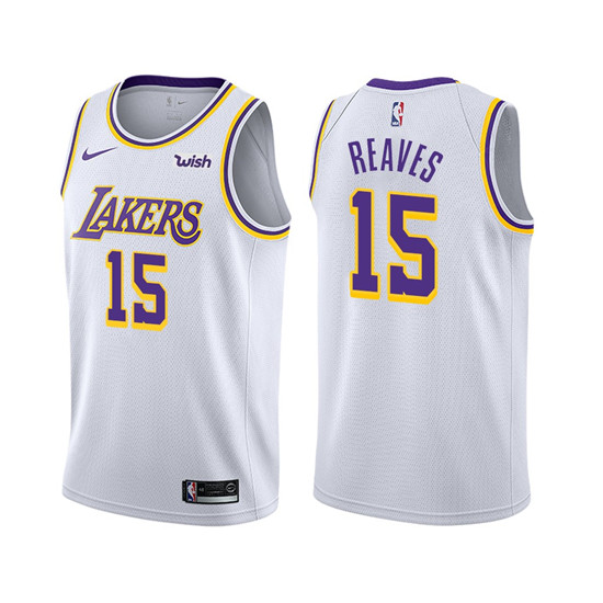 Men's White Los Angeles Lakers #15 Austin Reaves Stitched Jersey